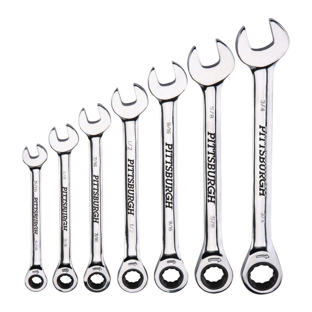 PITTSBURGH SAE Combination Ratcheting Wrench Set 7 Pc. - Item 96654 / 61396 / 62571