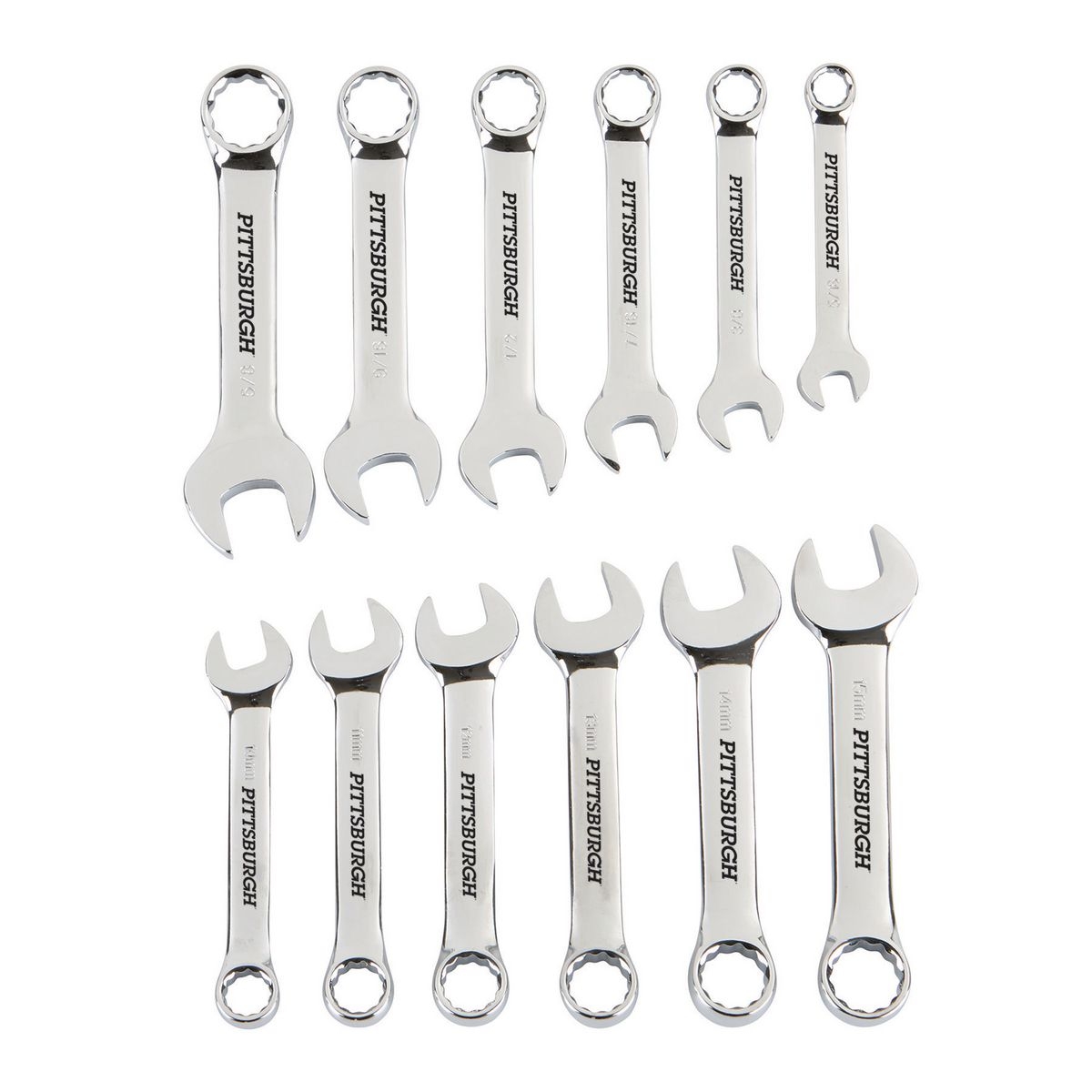PITTSBURGH SAE & Metric Stubby Combination Wrench Set 12 Pc. - Item 97383 / 61395