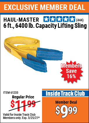 sling haul lifting lbs capacity ft master