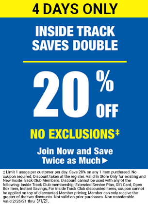 Inside Track Club Members Save Double Off No Exclusions Harbor Freight Coupons