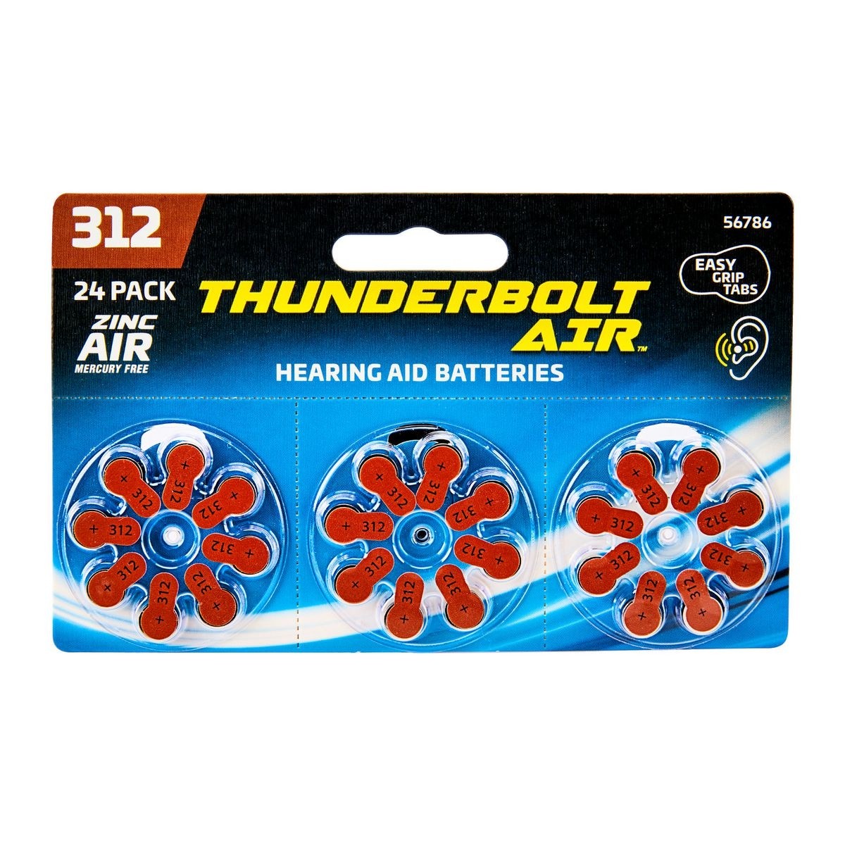 THUNDERBOLT A312 Hearing Aid Batteries - 24 Pk. – Item 56786
