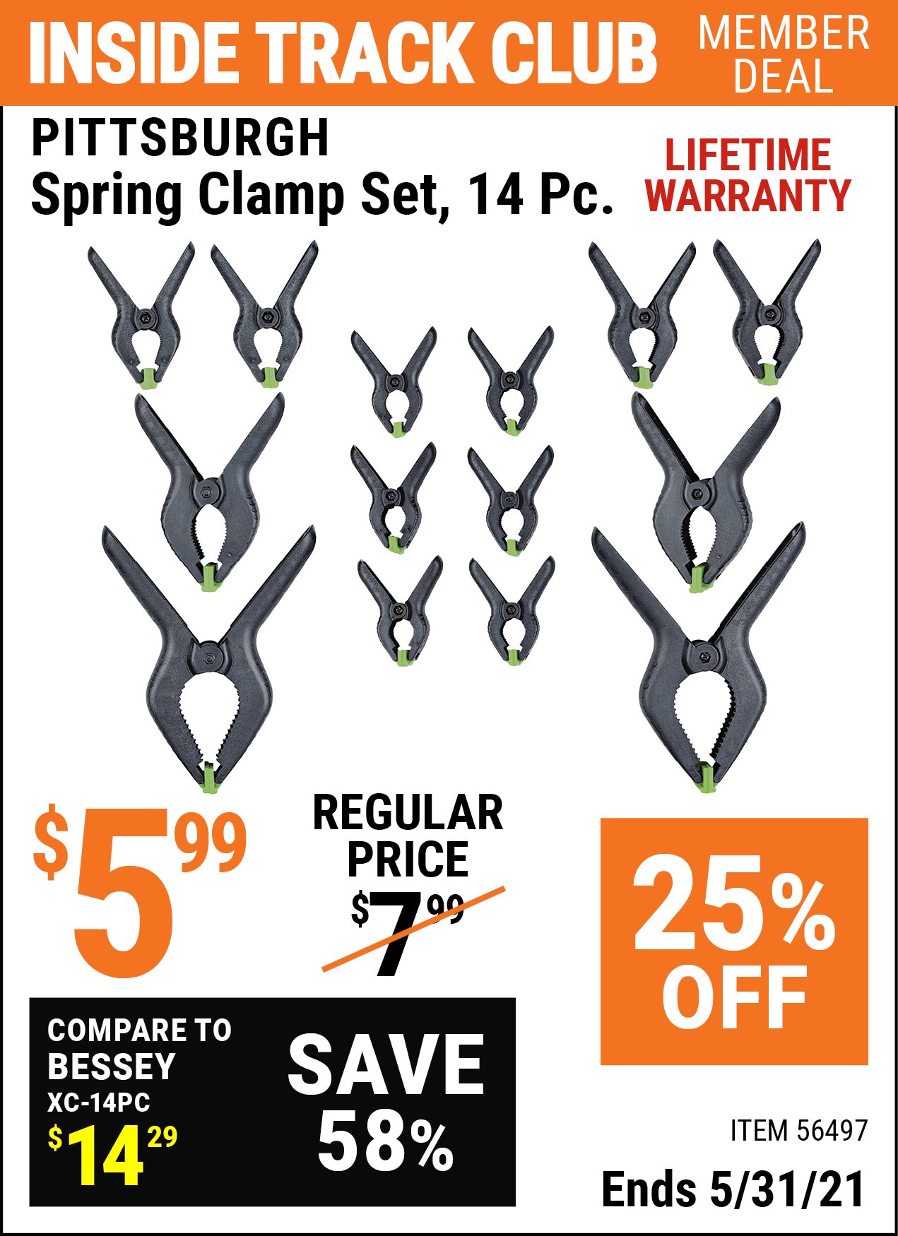 PITTSBURGH Spring Clamp Set 14 Pc. for 5.99 Harbor Freight Coupons