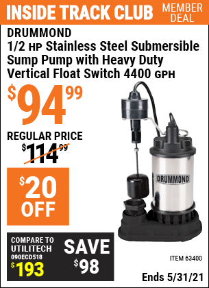 submersible drummond sump float gph