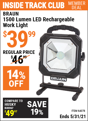 braun 1500 lumen led rechargeable work light