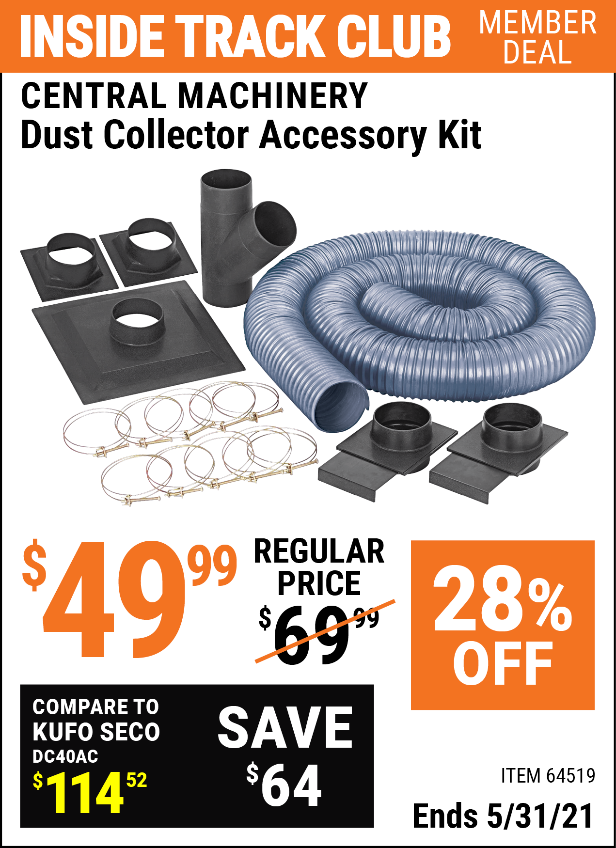 Central Machinery Dust Collector Accessory Kit For 49 99 Harbor Freight Coupons