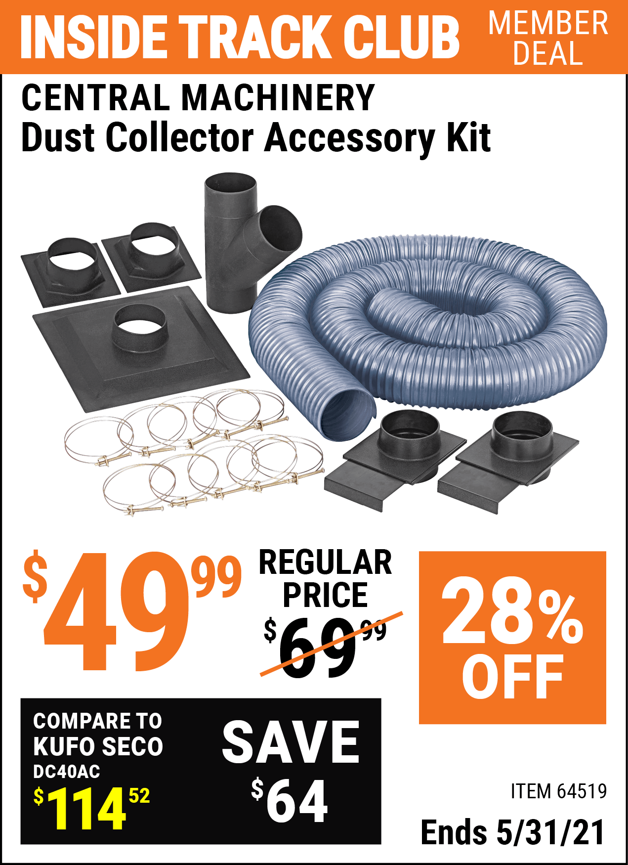 CENTRAL MACHINERY Dust Collector Accessory Kit for 49.99 Harbor
