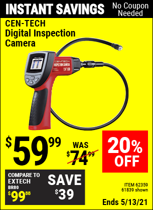 Cen-tech Digital Inspection Camera For 5999 Harbor Freight Coupons