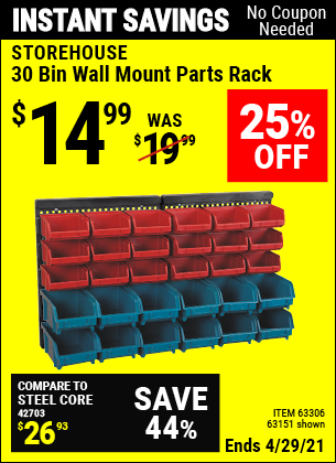 Fleming Supply Wall Mounted 30-Bin Organizer Rack - Red & Blue - 20434396