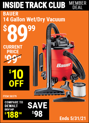 bauer 14 gallon shop vac