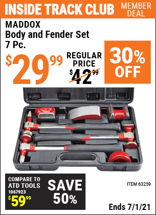 Inside Track Club members can buy the MADDOX Body And Fender Set 7 Pc. (Item 63259) for $29.99, valid through 7/1/2021.