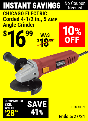 CHICAGO ELECTRIC Corded 4-1/2 in. 5 Amp 