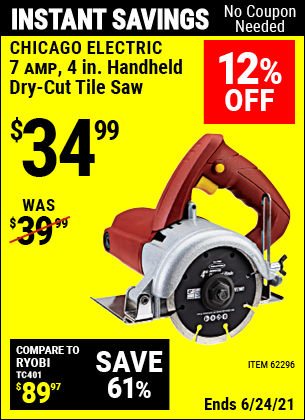 Handheld Dry-Cut Tile Saw 