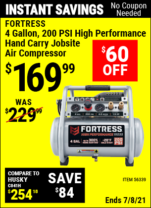 Harbor freight 8 gallon clearance air compressor coupon