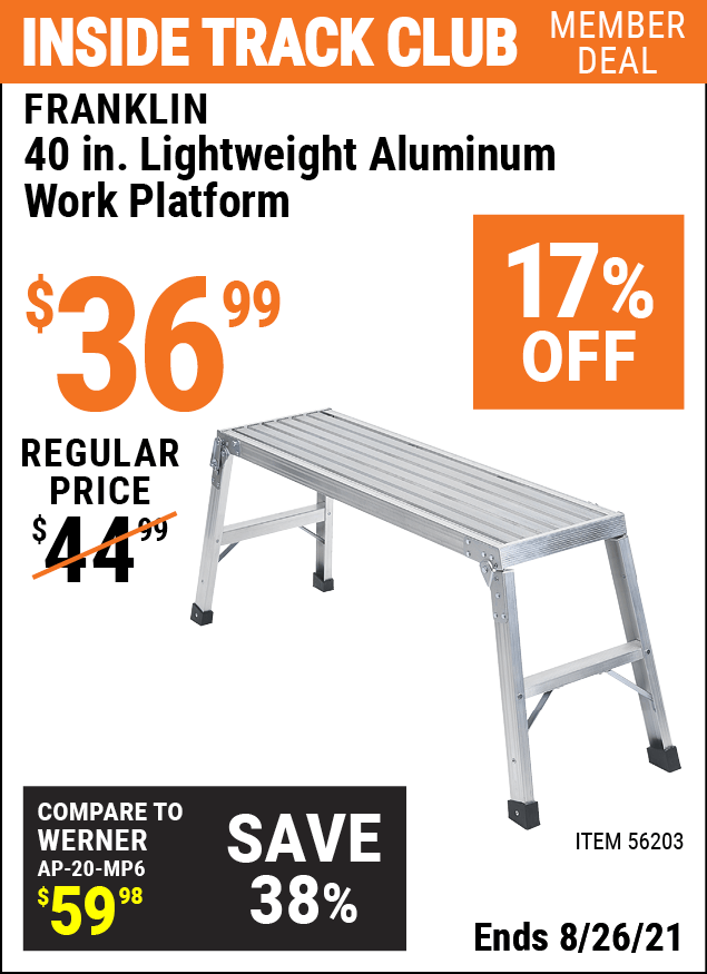 FRANKLIN 40 In. Lightweight Aluminum Work Platform for 36.99 Harbor