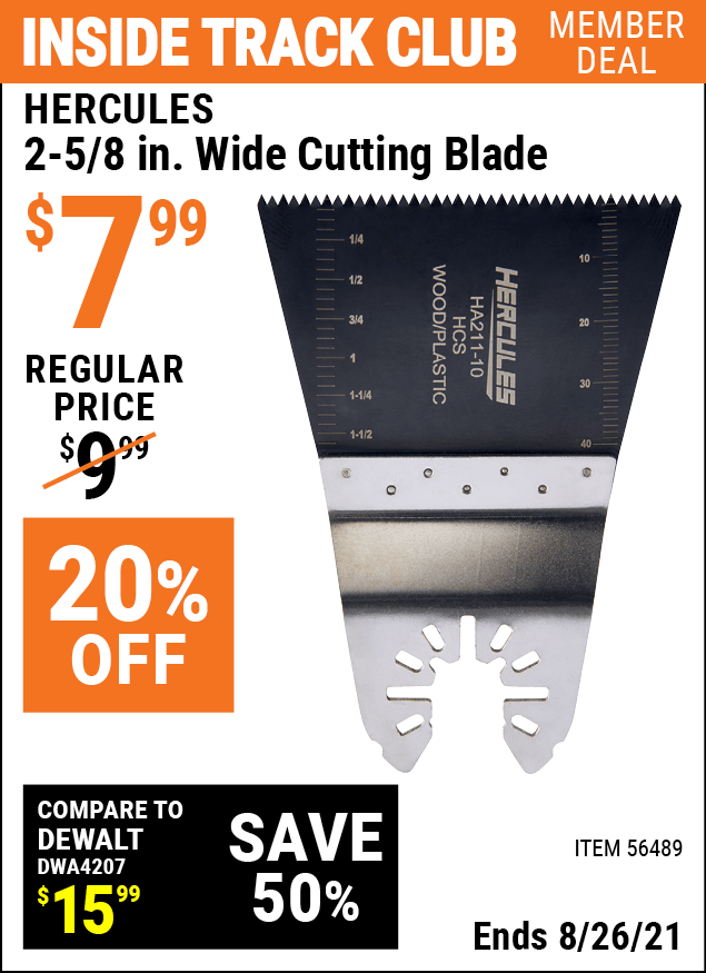 HERCULES 25/8 in. Wide Cutting Blade for 7.99 Harbor Freight Coupons
