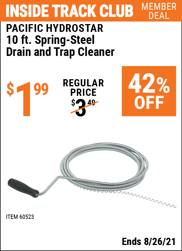 PACIFIC HYDROSTAR 10 ft. SpringSteel Drain & Trap Cleaner for 1.99