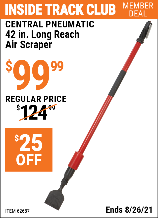 CENTRAL PNEUMATIC 42 in. Long Reach Air Scraper for 99.99 Harbor
