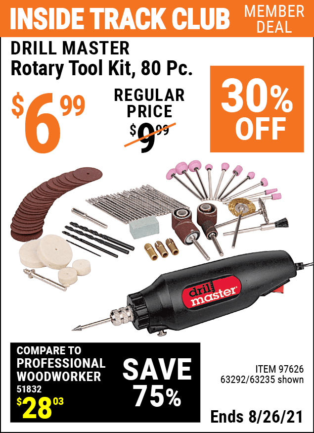 DRILL MASTER Rotary Tool Kit 80 Pc. for 6.99 Harbor Freight Coupons