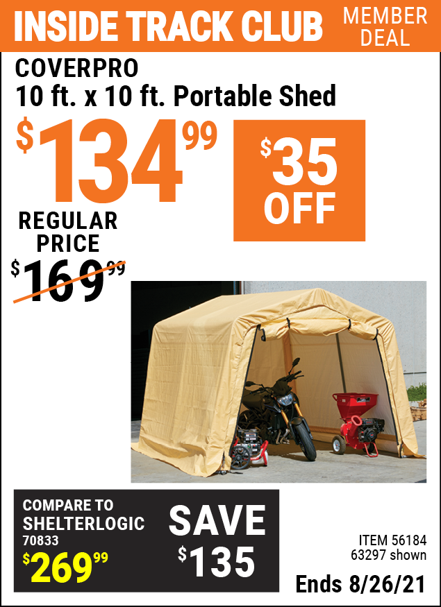 COVERPRO 10 Ft. X 10 Ft. Portable Shed Item 63297 / 56184 Harbor