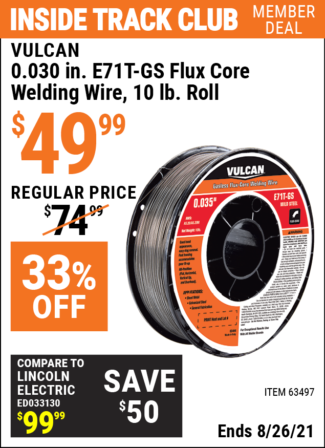 VULCAN 0.030 in. E71TGS Flux Core Welding Wire 10.00 lb. Roll for 49.