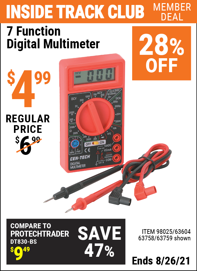 7 Function Digital Multimeter for 4.99 Harbor Freight Coupons