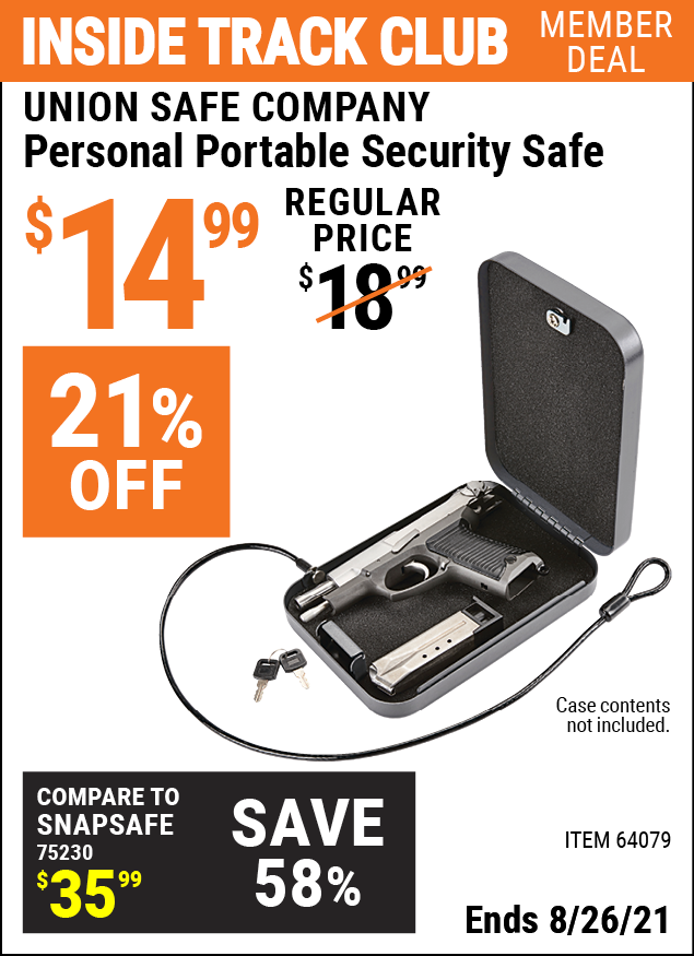 UNION SAFE COMPANY Personal Portable Security Safe for 14.99 Harbor