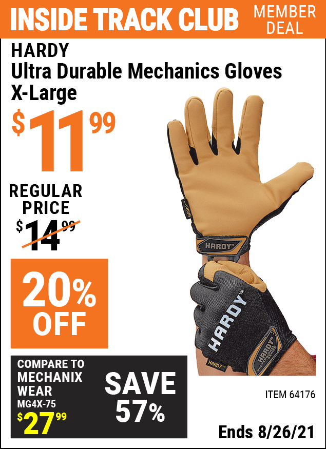 HARDY Ultra Durable Mechanic’s Gloves XLarge for 11.99 Harbor Freight Coupons
