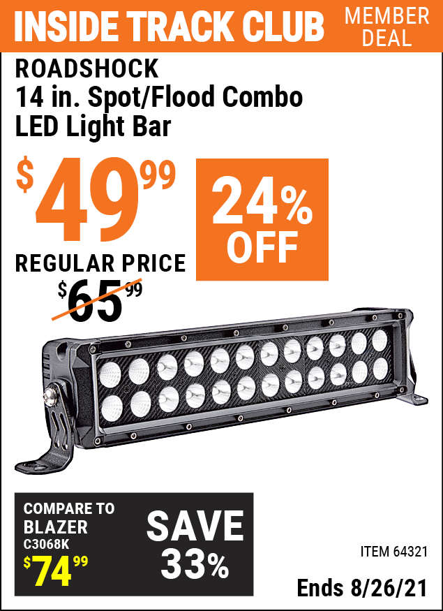 ROADSHOCK 14 in. Spot/Flood Combo LED Light Bar Item 64321 Harbor