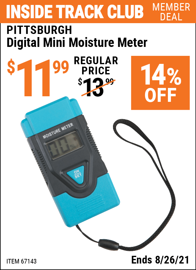PITTSBURGH Digital Mini Moisture Meter for $11.99 – Harbor Freight Coupons