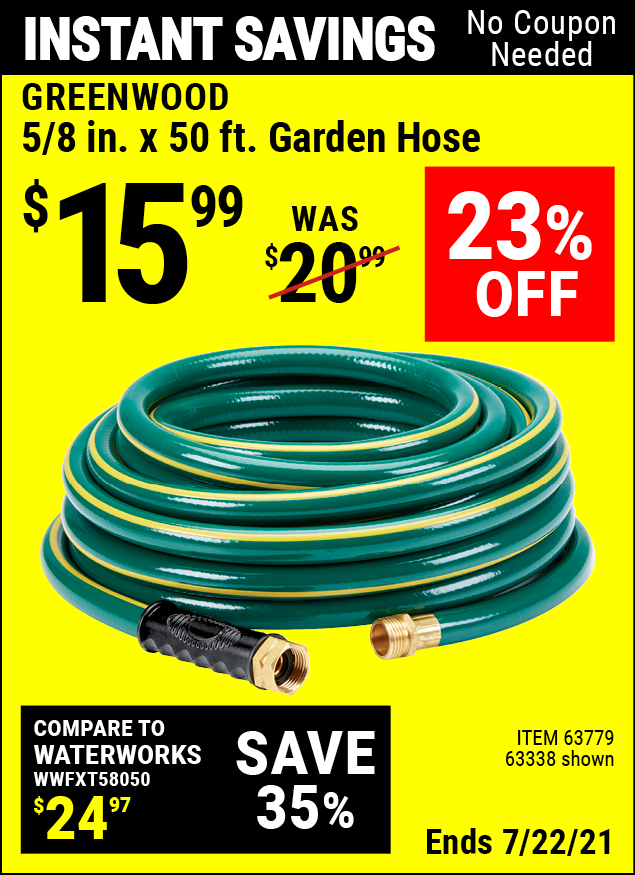 GREENWOOD 5/8 in. x 50 ft. Heavy Duty Garden Hose for 15.99 Harbor
