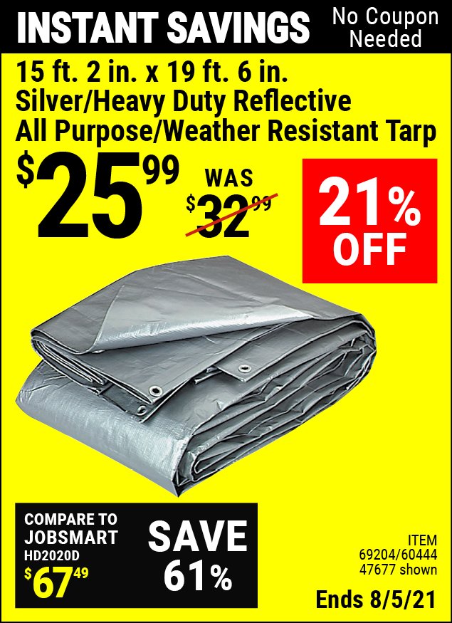 HFT 15 ft. 2 in. x 19 ft. 6 in. Silver/Heavy Duty Reflective All