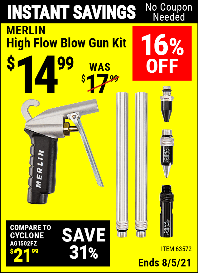 NEW MERLIN High Flow Blow Gun Kit FREE SHIPPING Business & Industrial