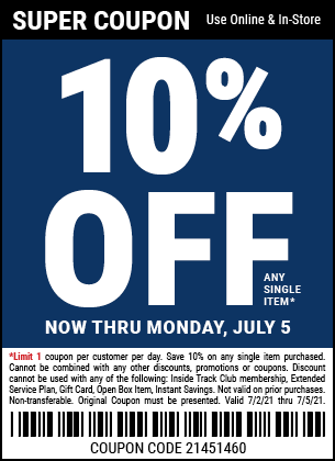 10% Off Any Single Item – NO EXCLUSIONS – Through Monday 7/5
