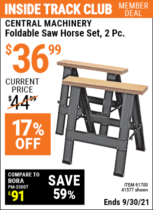 CENTRAL MACHINERY Foldable Saw Horse Set 2 Pc. for $36.99 – Harbor ...