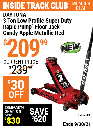 DAYTONA 3 Ton Low Profile Super Duty Rapid Pump® Floor Jack – Red for  $209.99 – Harbor Freight Coupons