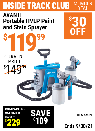 AVANTI Portable HVLP Paint & Stain Sprayer – Item 64933 – Harbor