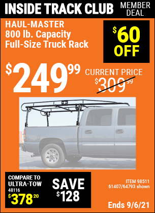 800-Lb Ultra-Tow Full-Size Utility Truck Rack Steel Capacity 