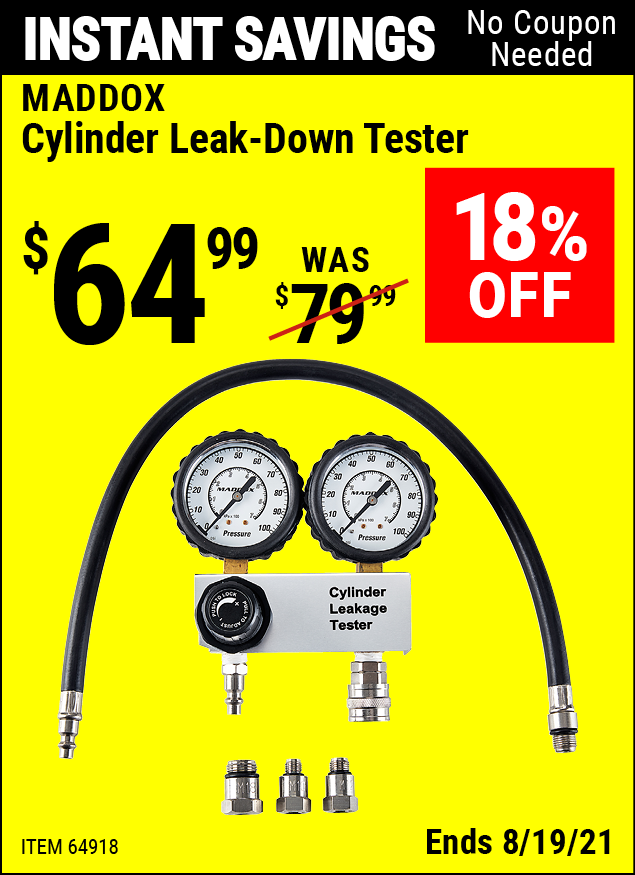 MADDOX Cylinder Leak-Down Tester for $64.99 – Harbor Freight Coupons