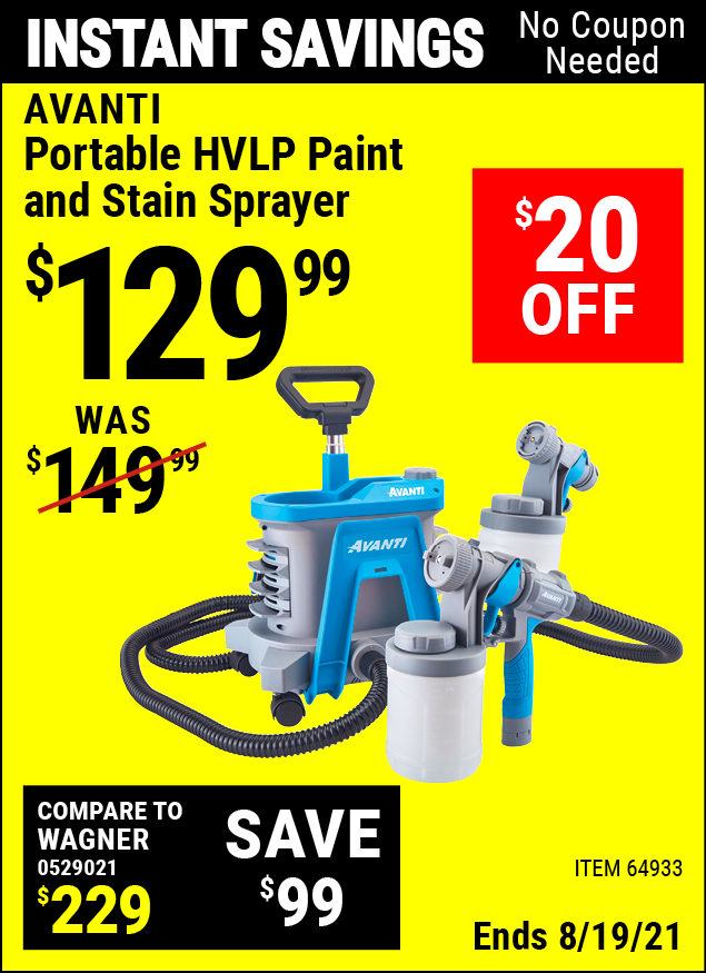 AVANTI Portable HVLP Paint & Stain Sprayer for 129.99 Harbor Freight