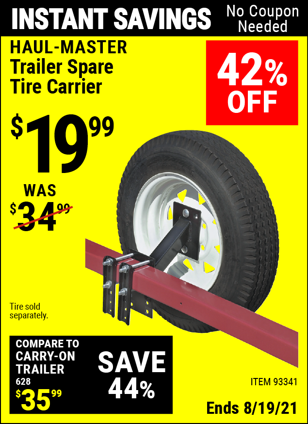 HAULMASTER Trailer Spare Tire Carrier for 19.99 Harbor Freight Coupons