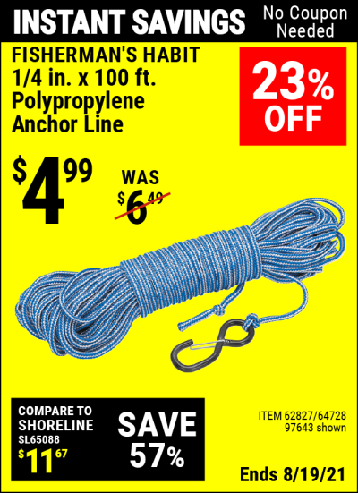 1/4 In. x 100 Ft Polypropylene Anchor Line