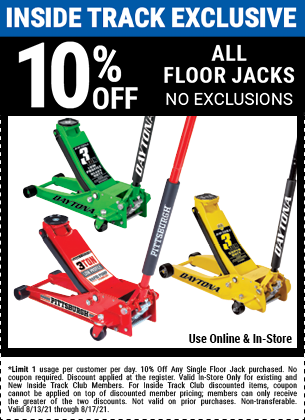 Inside Track Club Members: 10% off ALL Floor Jacks from Harbor Freight