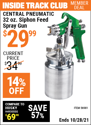 CENTRAL PNEUMATIC 32 Oz. Siphon Feed Spray Gun for $29.99 – Harbor ...