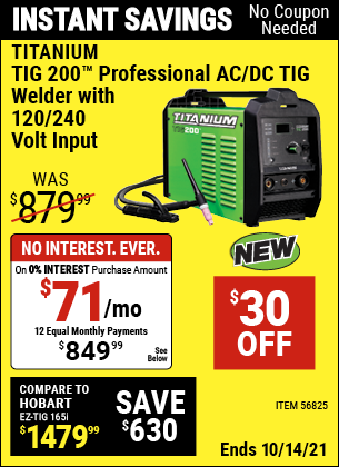 TITANIUM TIG 200 Inverter Power Source Welder With 120/240 Volt Input ...