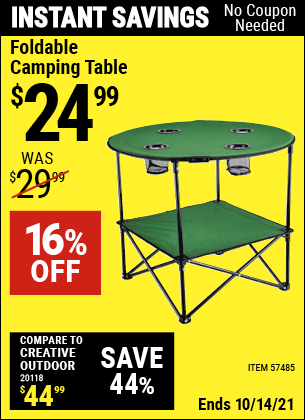 foldable camping table harbor freight