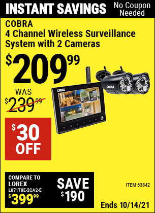 cobra 4 channel wireless surveillance