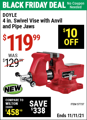 DOYLE 4 in. Swivel Vise with Anvil and Pipe Jaws for $119.99 – Harbor ...