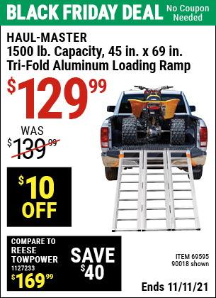 HAUL-MASTER 1500 lb. Capacity Tri-Fold Aluminum Loading Ramp for $129. ...