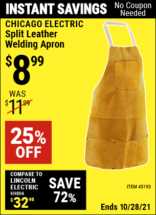 Harbor Freight Tools Split Leather Welding Apron 45193 for sale online 