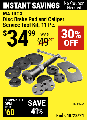 MADDOX Disc Brake Pad and Caliper Service Tool Kit 11 Pc. for $34.99 ...